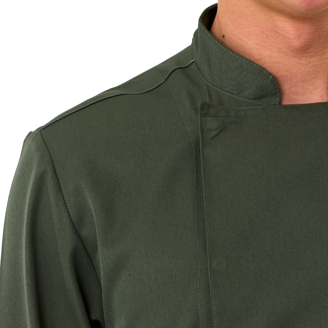 Kochjacke Herren Gabardine Grün – Bild 2