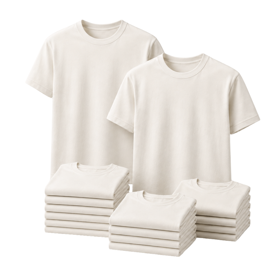 T-Shirt Rundhals Ecru (10er-Pack) – Bild 1