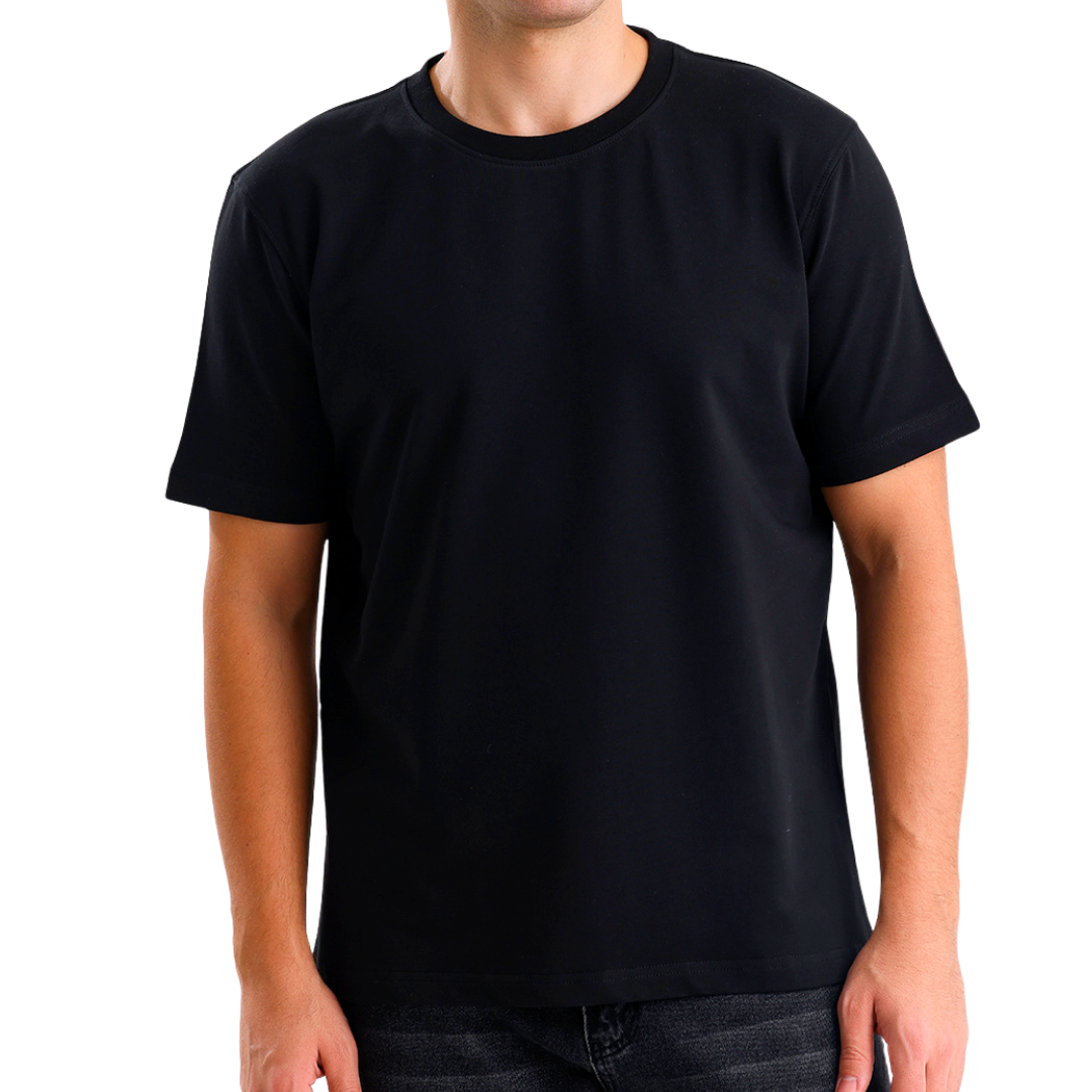 T-Shirt Rundhals Schwarz – Bild 1