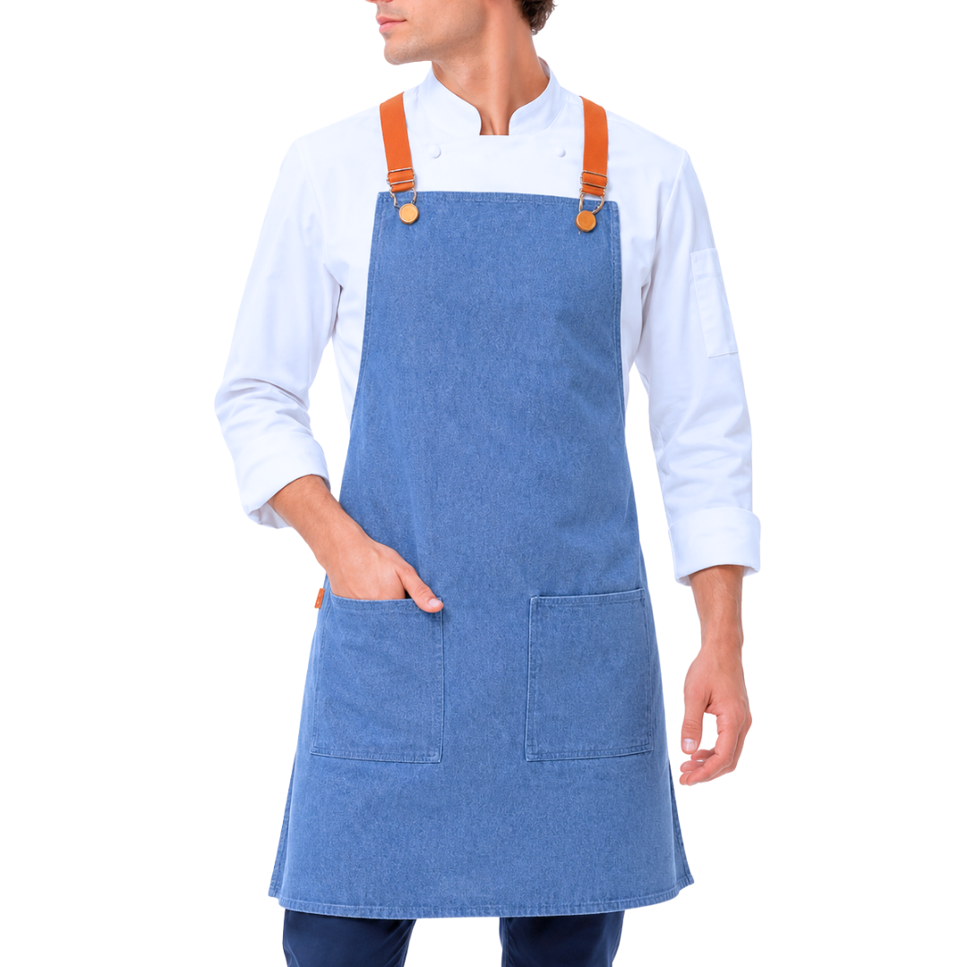 Berlin Schürze Eisblau Denim – Bild 1