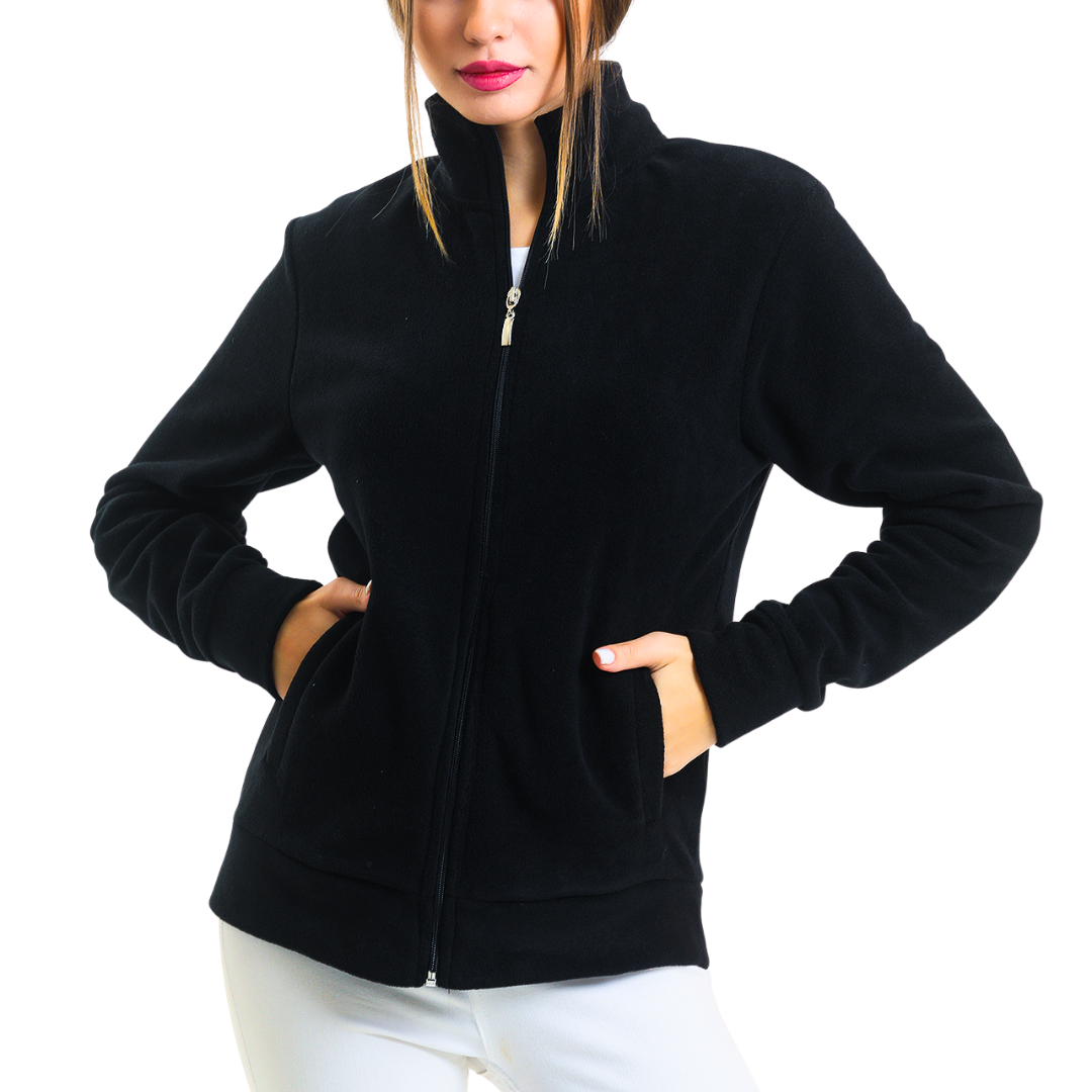 Schwarze Unisex-Fleecejacke mit Reißverschluss