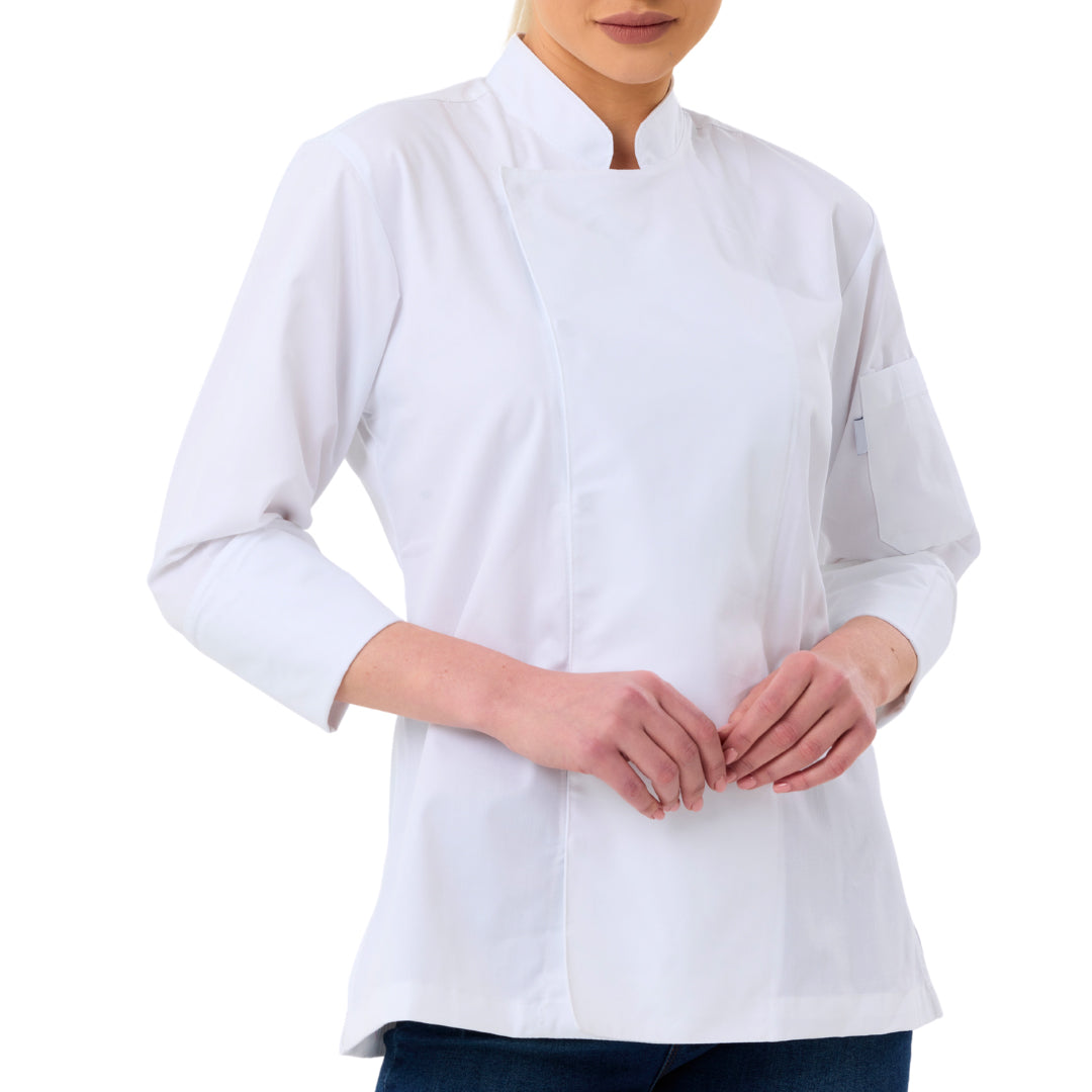 Kochjacke Damen Gabardine Weiß – Bild 3