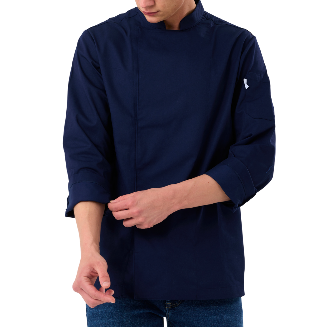 Kochjacke Herren Gabardine Marineblau – Bild 1