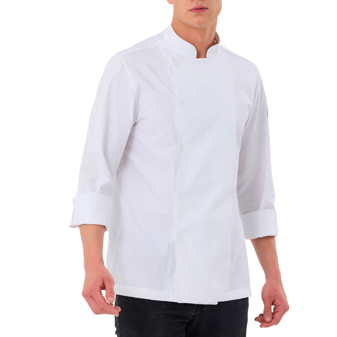 Kochjacke Herren Gabardine Weiß – Bild 4
