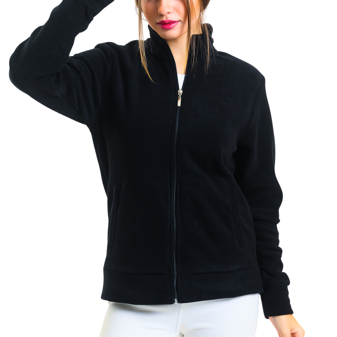 Schwarze Unisex-Fleecejacke mit Reißverschluss