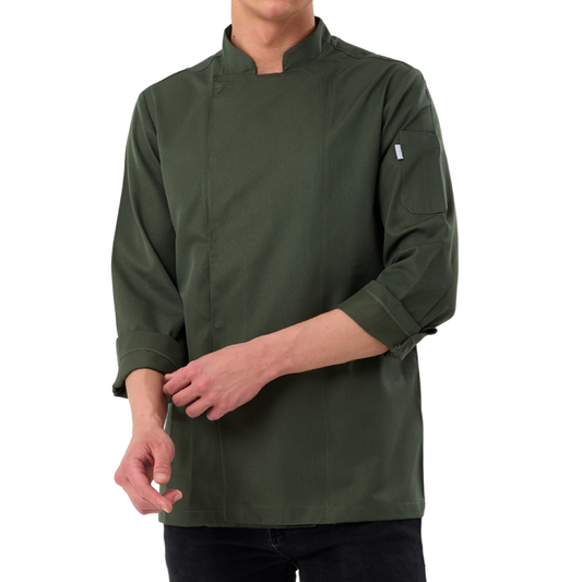 Kochjacke Herren Gabardine Grün – Bild 1