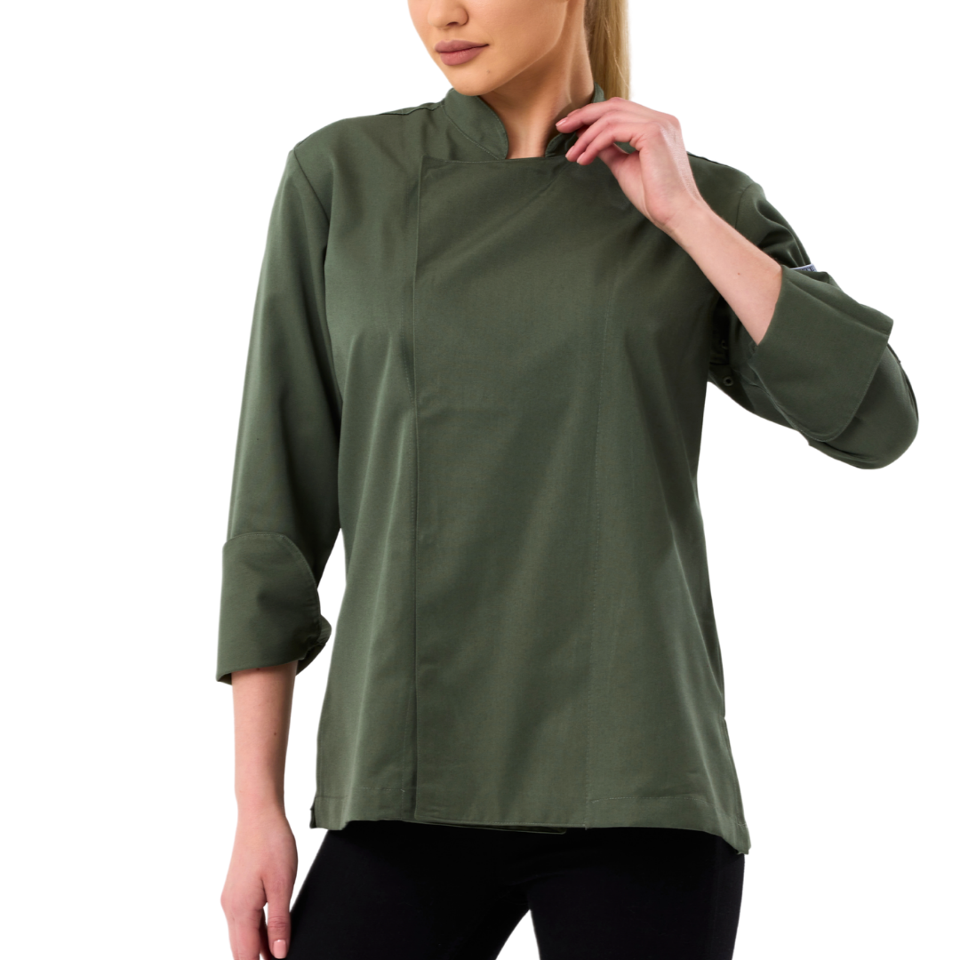 Kochjacke Damen Gabardine Grün – Bild 1