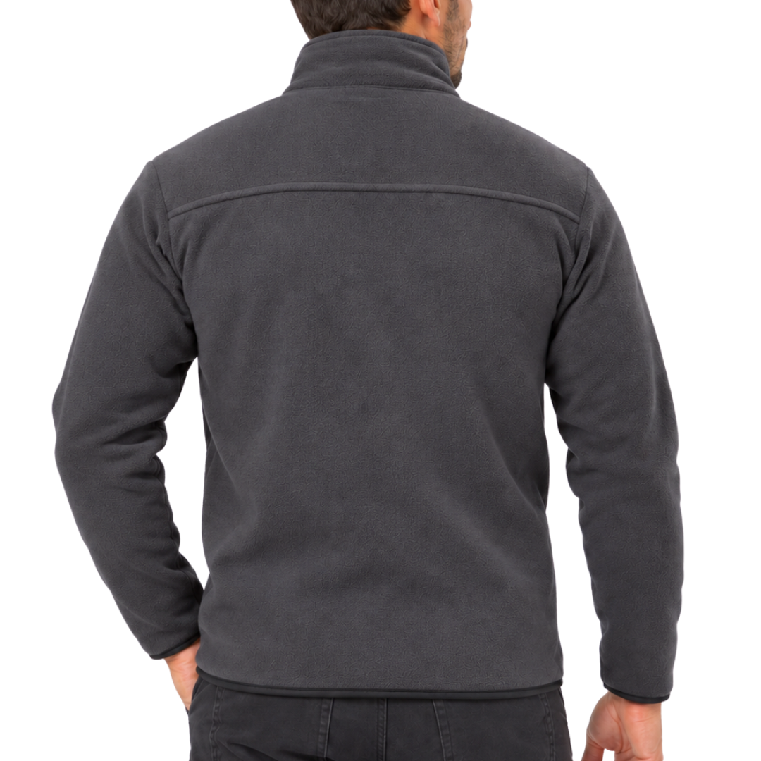 Anthrazitfarbene Unisex-Fleecejacke mit 3 Reißverschlusstaschen