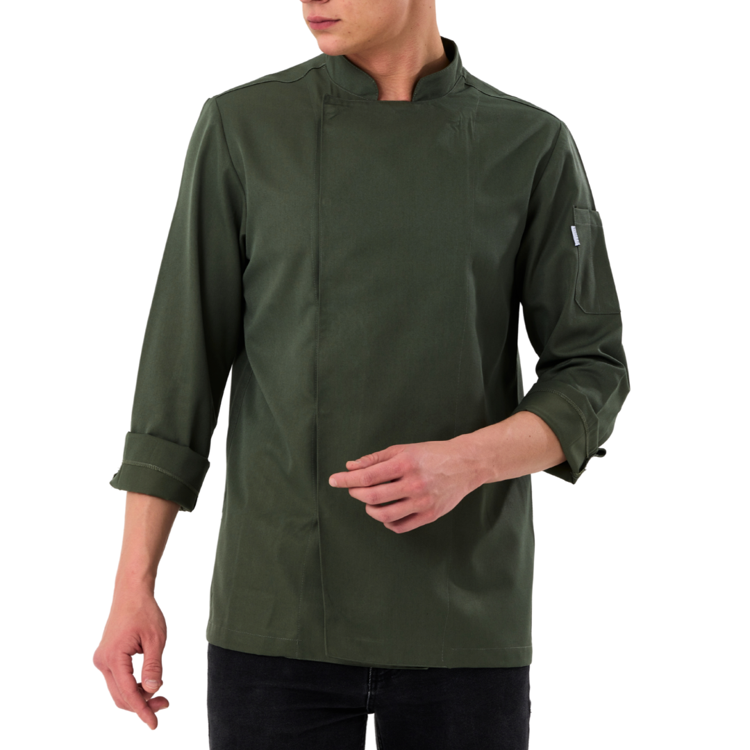 Kochjacke Herren Gabardine Grün – Bild 3