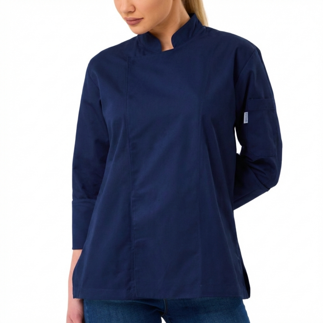 Kochjacke Damen Gabardine Marineblau – Bild 1