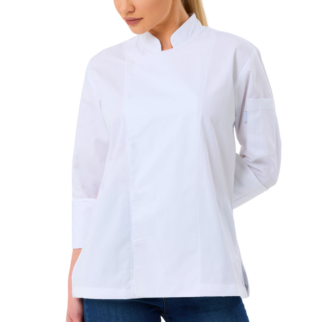 Kochjacke Damen Gabardine Weiß – Bild 4