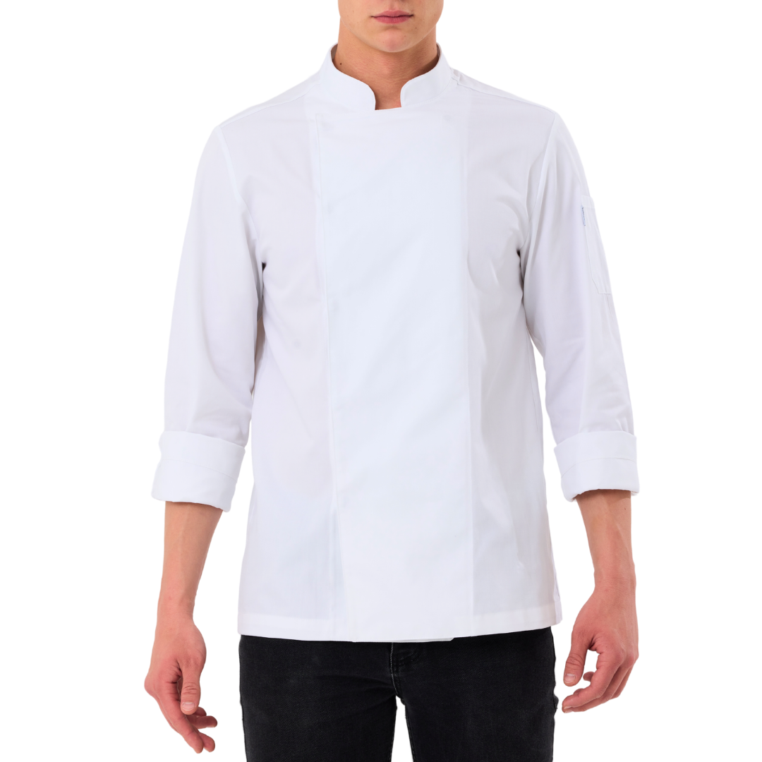 Kochjacke Herren Gabardine Weiß – Bild 2