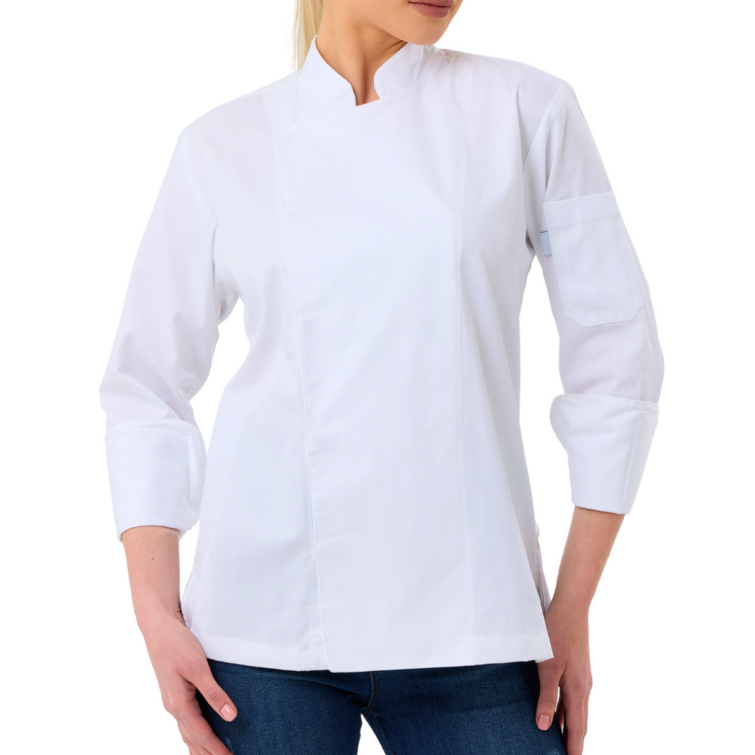 Kochjacke Damen Gabardine Weiß – Bild 1