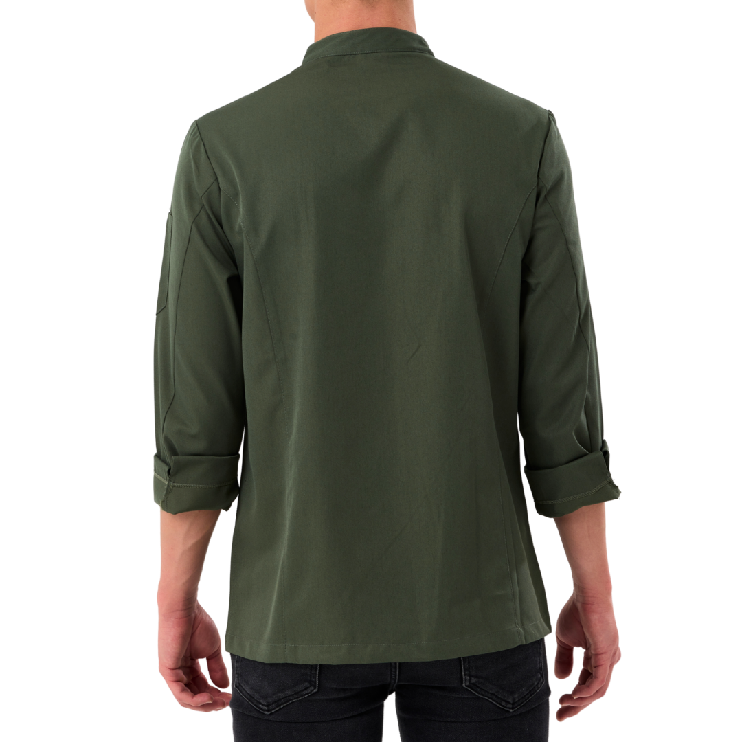 Kochjacke Herren Gabardine Grün – Bild 4