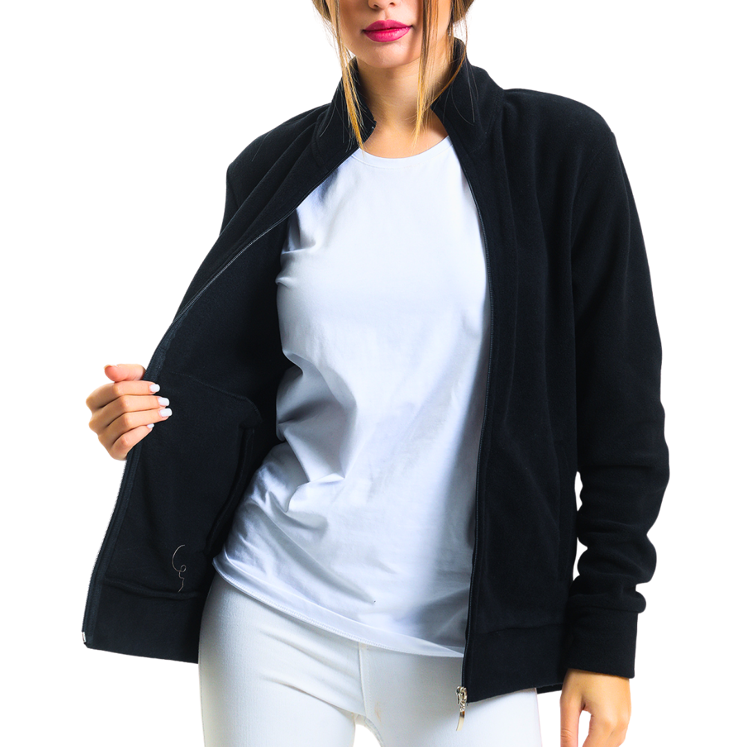 Schwarze Unisex-Fleecejacke mit Reißverschluss