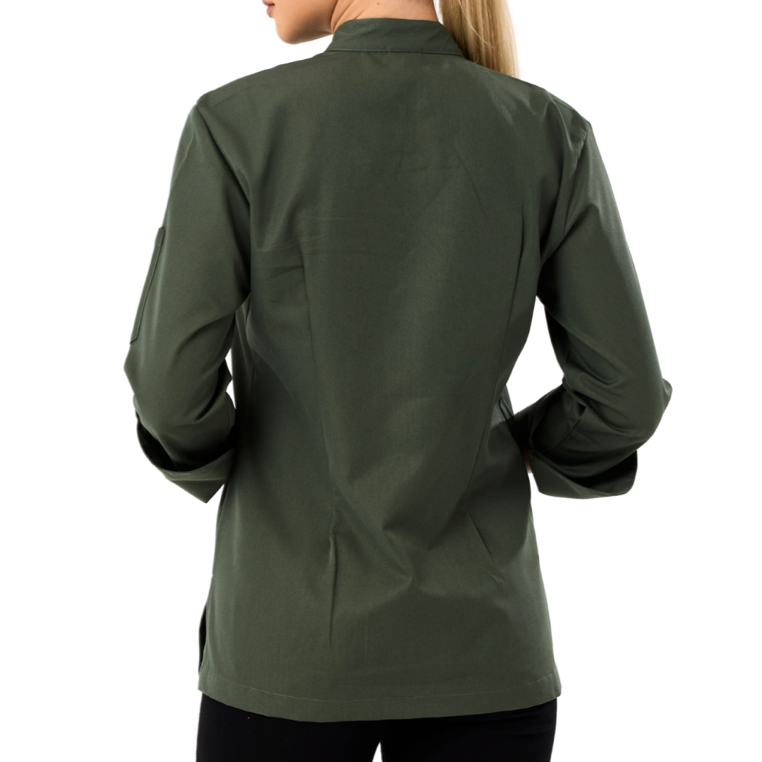 Kochjacke Damen Gabardine Grün – Bild 4