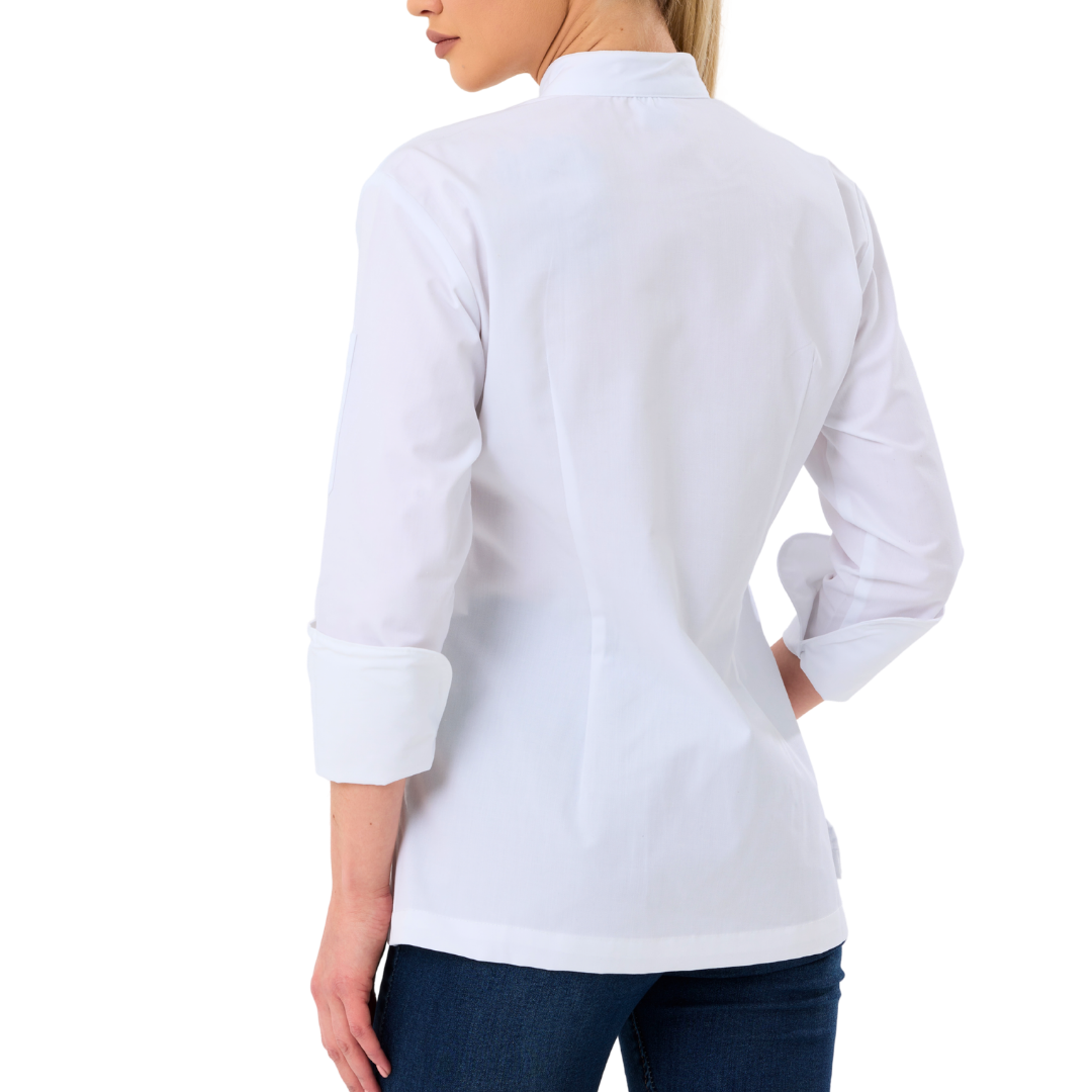 Kochjacke Damen Gabardine Weiß – Bild 5