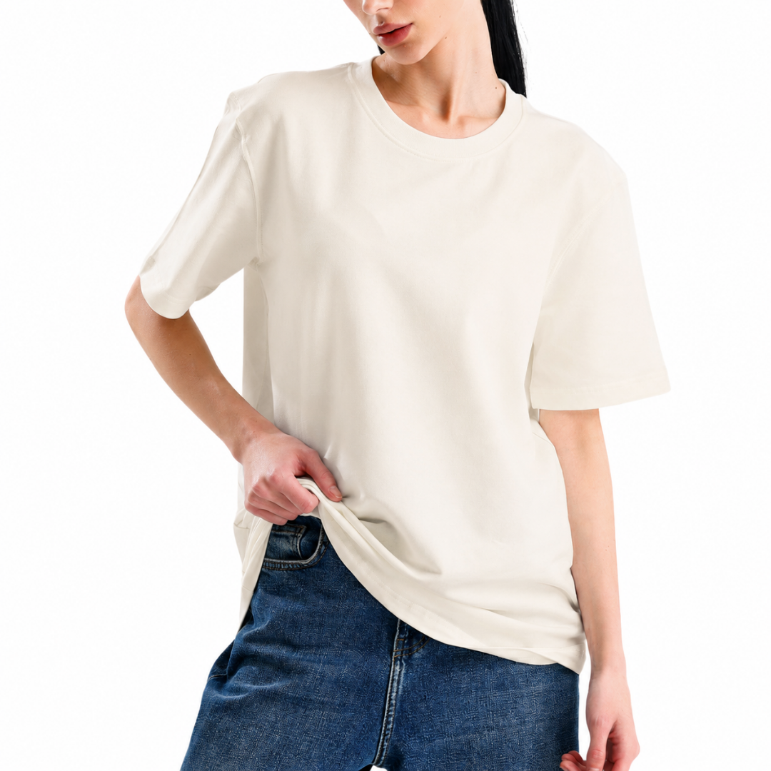 T-Shirt Rundhals Ecru – Bild 5