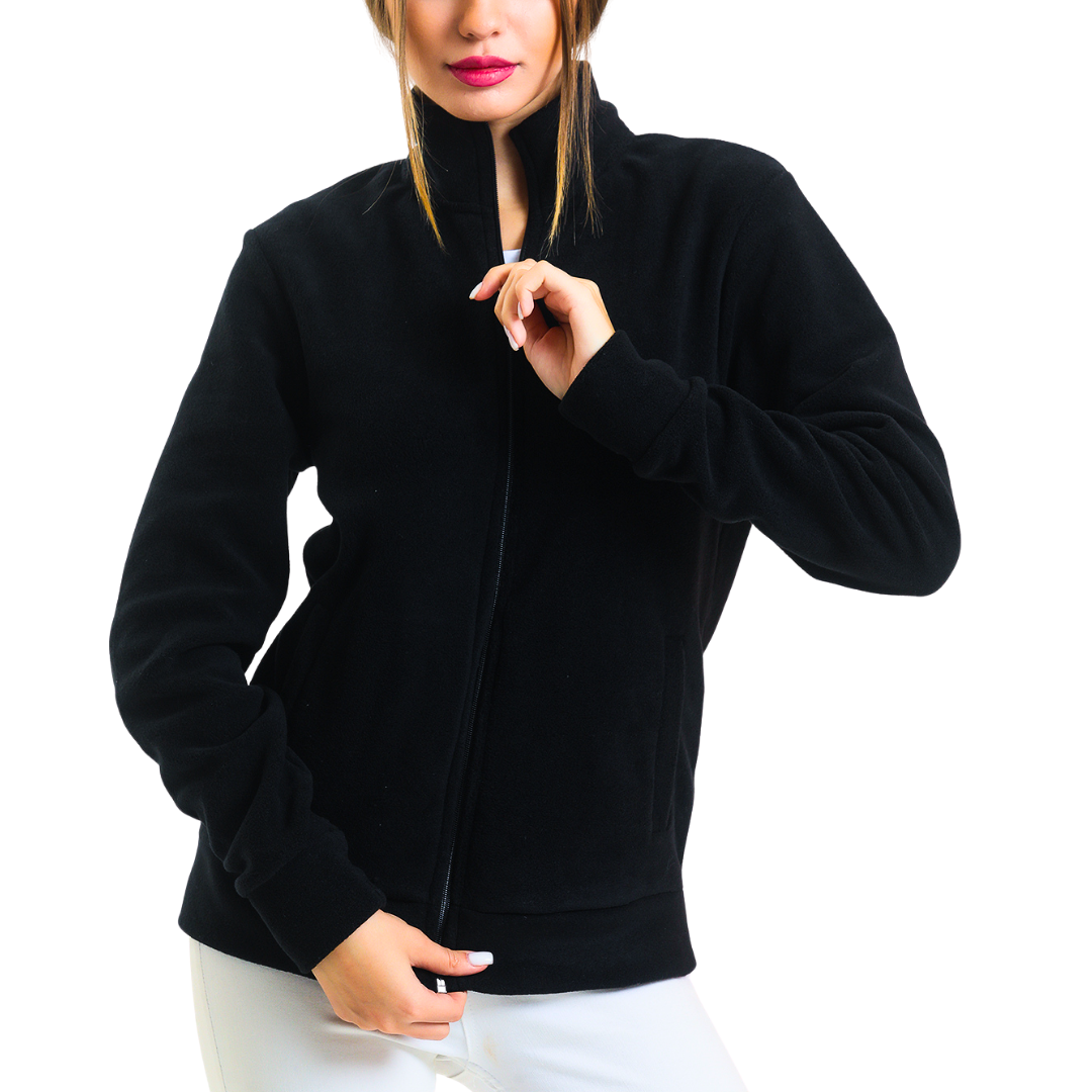 Schwarze Unisex-Fleecejacke mit Reißverschluss